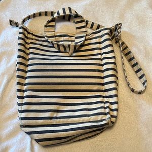 BAGGU Navy+White Striped Duck Bag